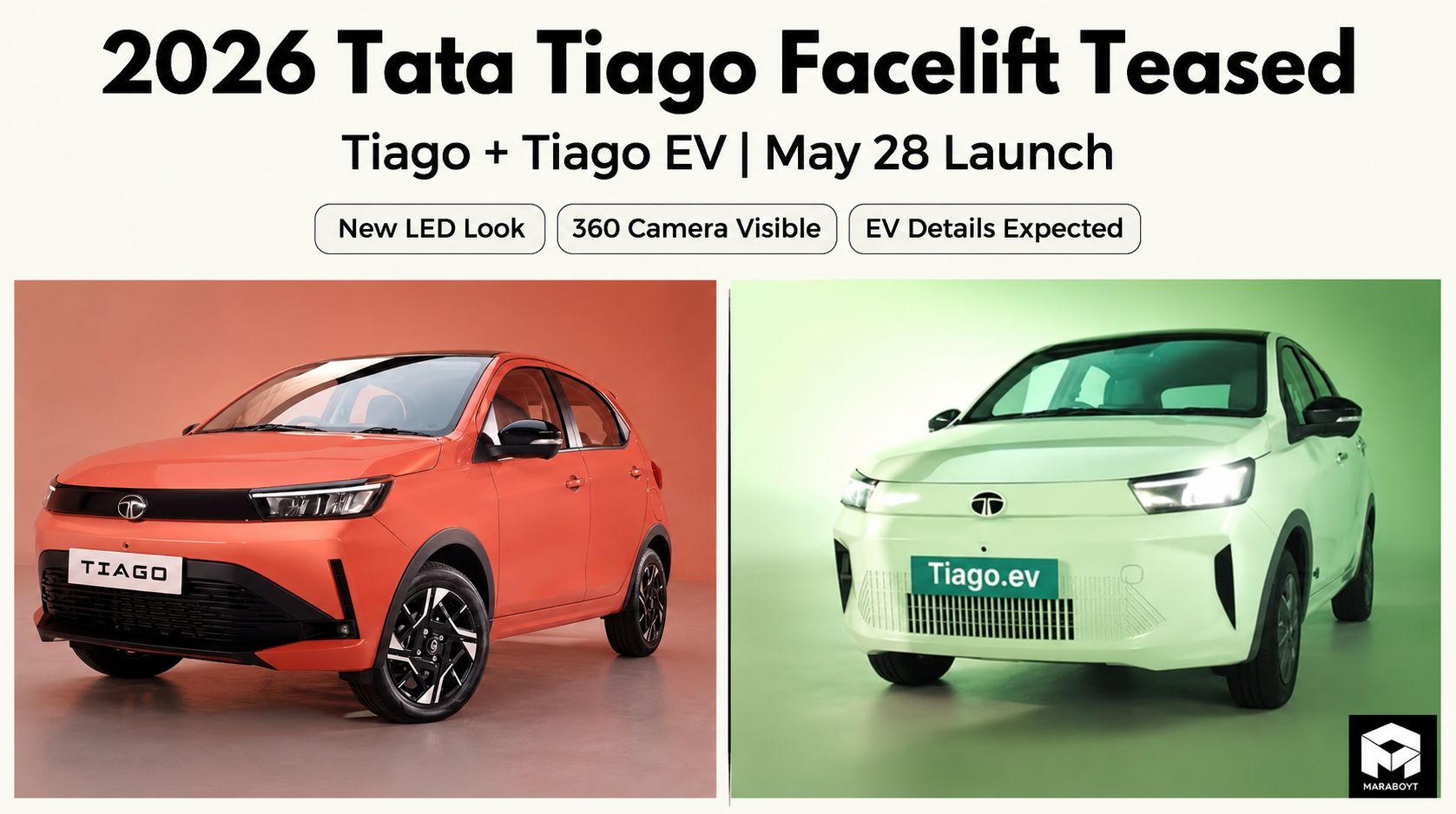 2026 Tata Tiago and Tiago EV Facelift Teased Ahead of May 28 Launch