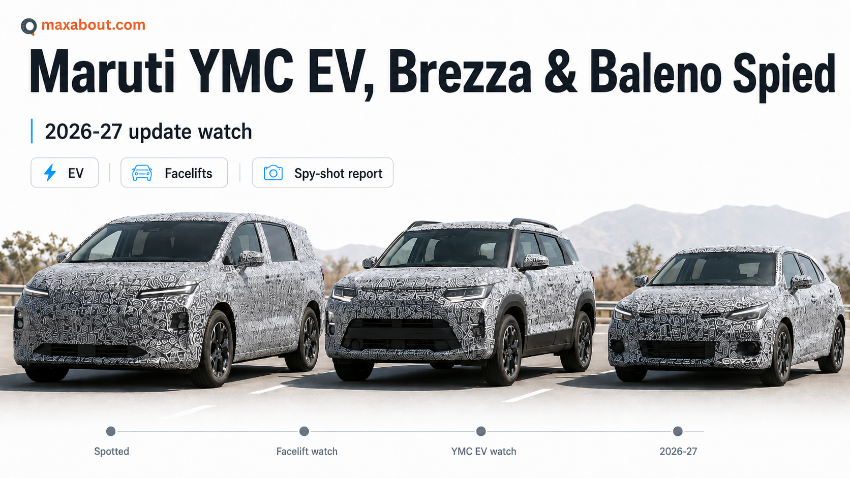 Maruti Electric YMC, Brezza Facelift & New Baleno Spotted Testing