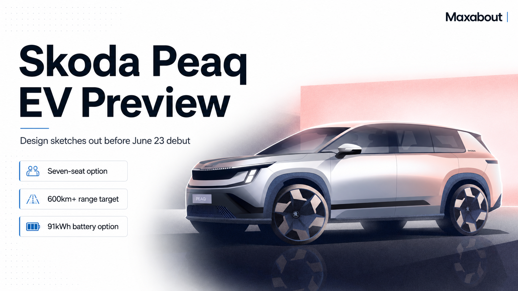 Skoda Peaq Electric SUV Design Sketches Revealed Before June 23 Debut