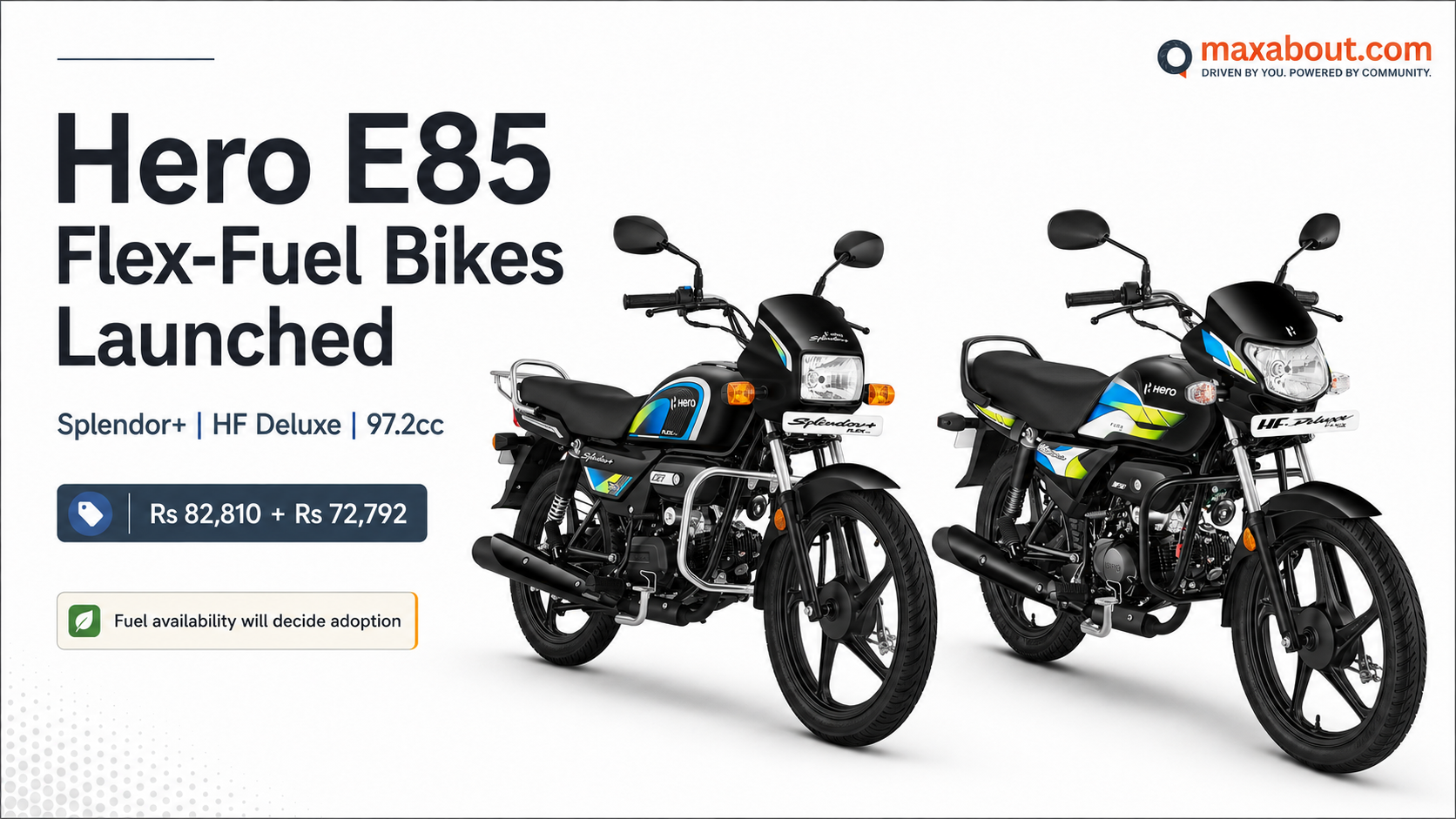 Hero Splendor Plus and HF Deluxe E85 Flex-Fuel Bikes Launched in India