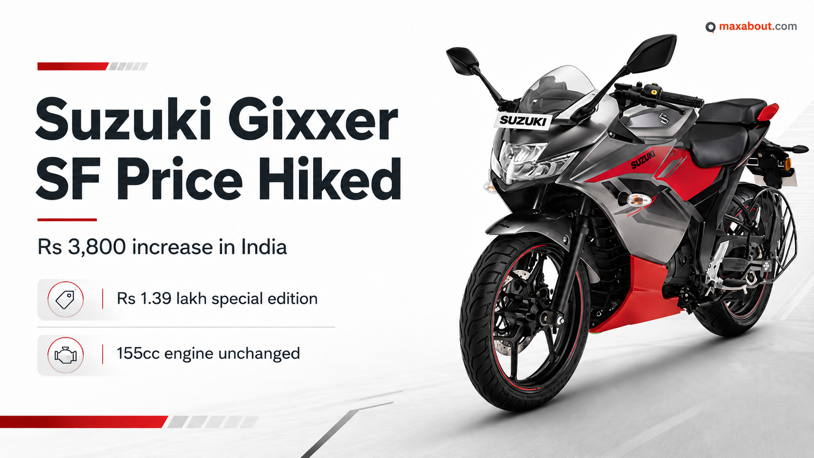 Suzuki Gixxer SF Gets Rs 3,800 Price Hike In India