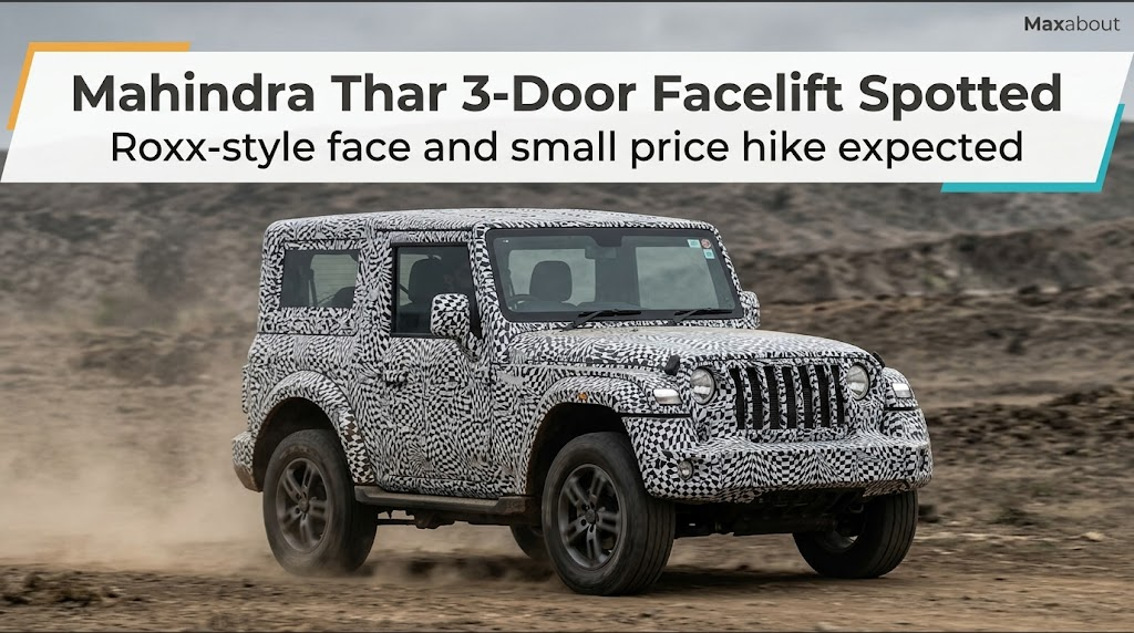 2026 Mahindra Thar Facelift Spied: Roxx-Inspired Front Grille and LED Headlamps Revealed