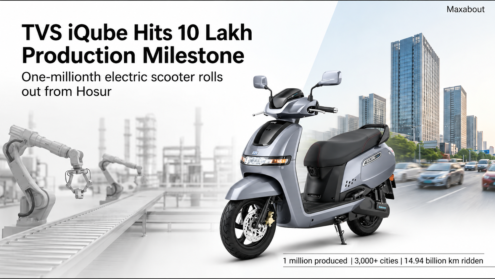 TVS Motor Milestone: 10 Lakh iQube Electric Scooters Manufactured in India