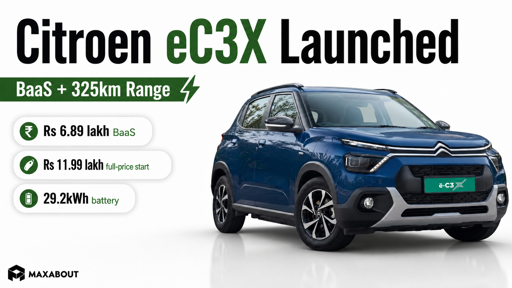 Citroen eC3X Launched in India With BaaS Pricing and 325km Range