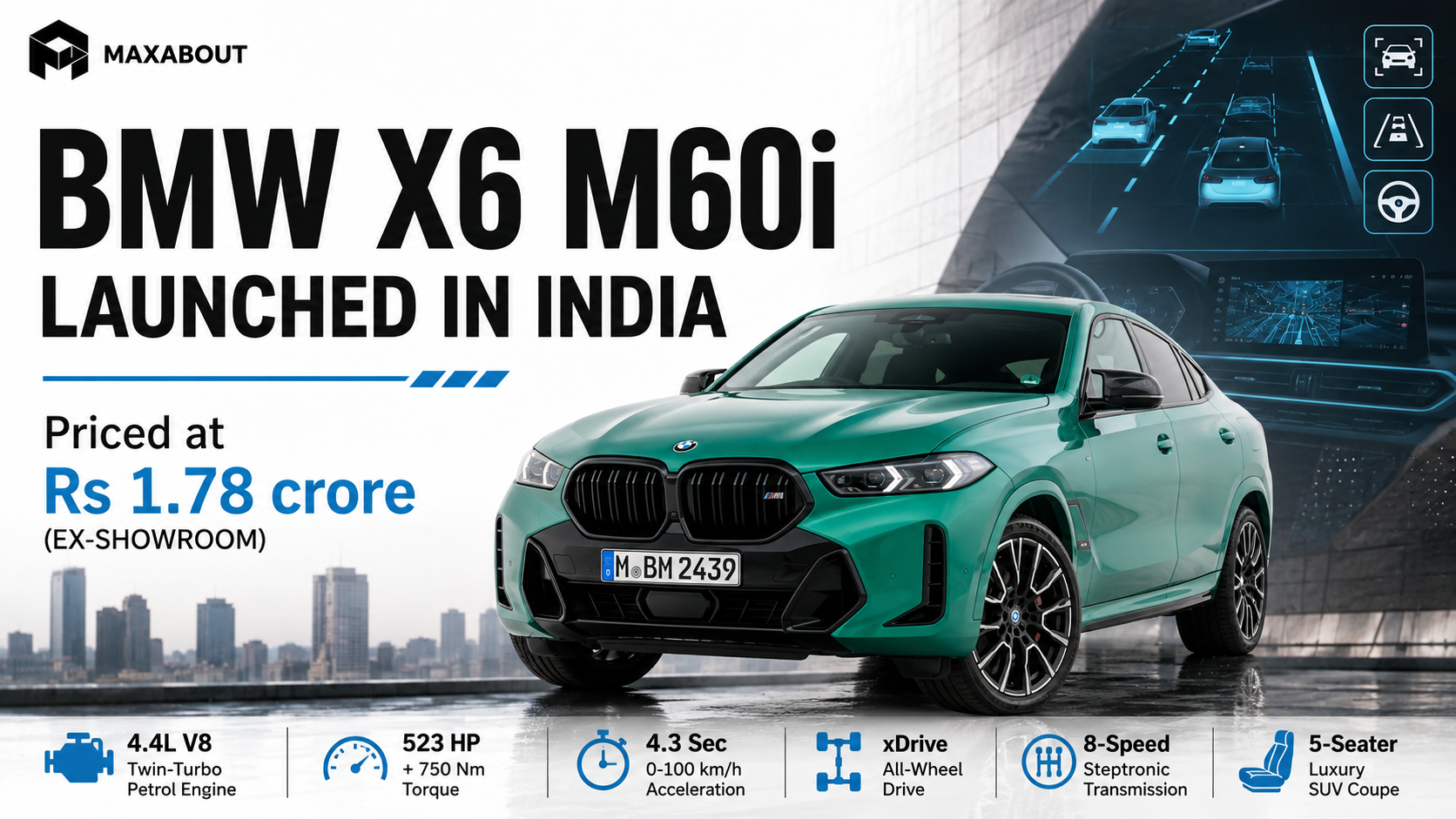 BMW X6 M60i xDrive Launched in India at ₹1.78 Crore: Check V8 Specs & Features