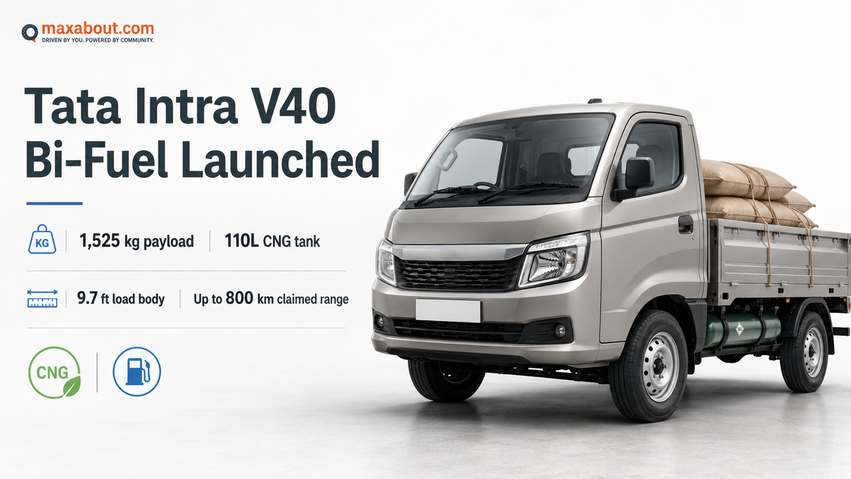 Tata Intra V40 Bi-Fuel Pickup Launched: Payload, CNG Tank And Range Explained