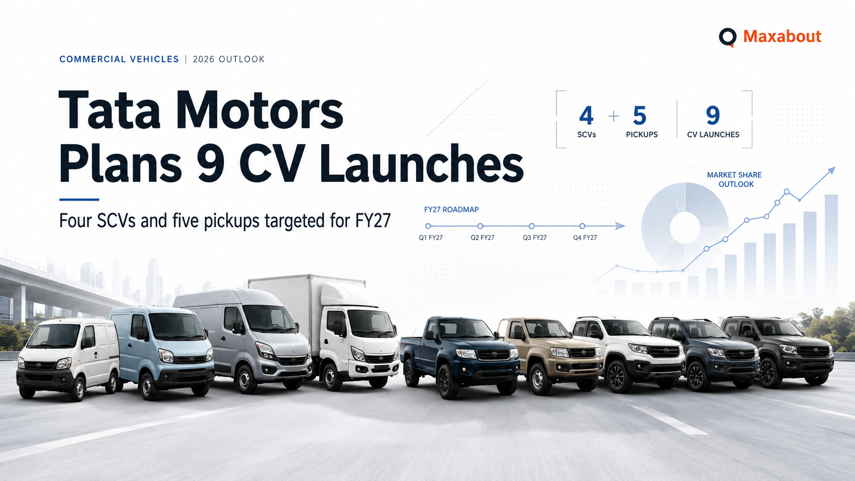 Tata Motors FY27 CV Pipeline: 4 New SCVs and 5 Pickups Set for Launch