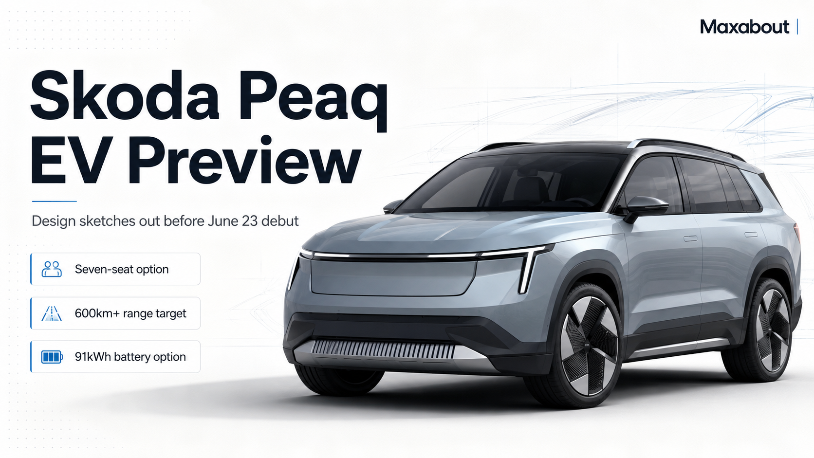 Skoda Peaq Electric SUV Design Sketches Revealed Before June 23 Debut
