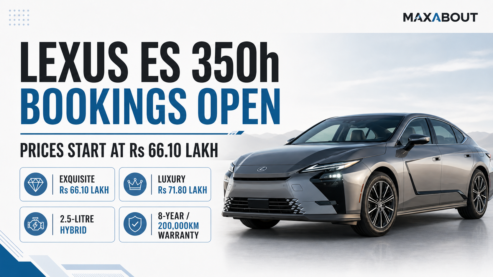 Lexus ES 350h bookings open from ₹66.10 lakh