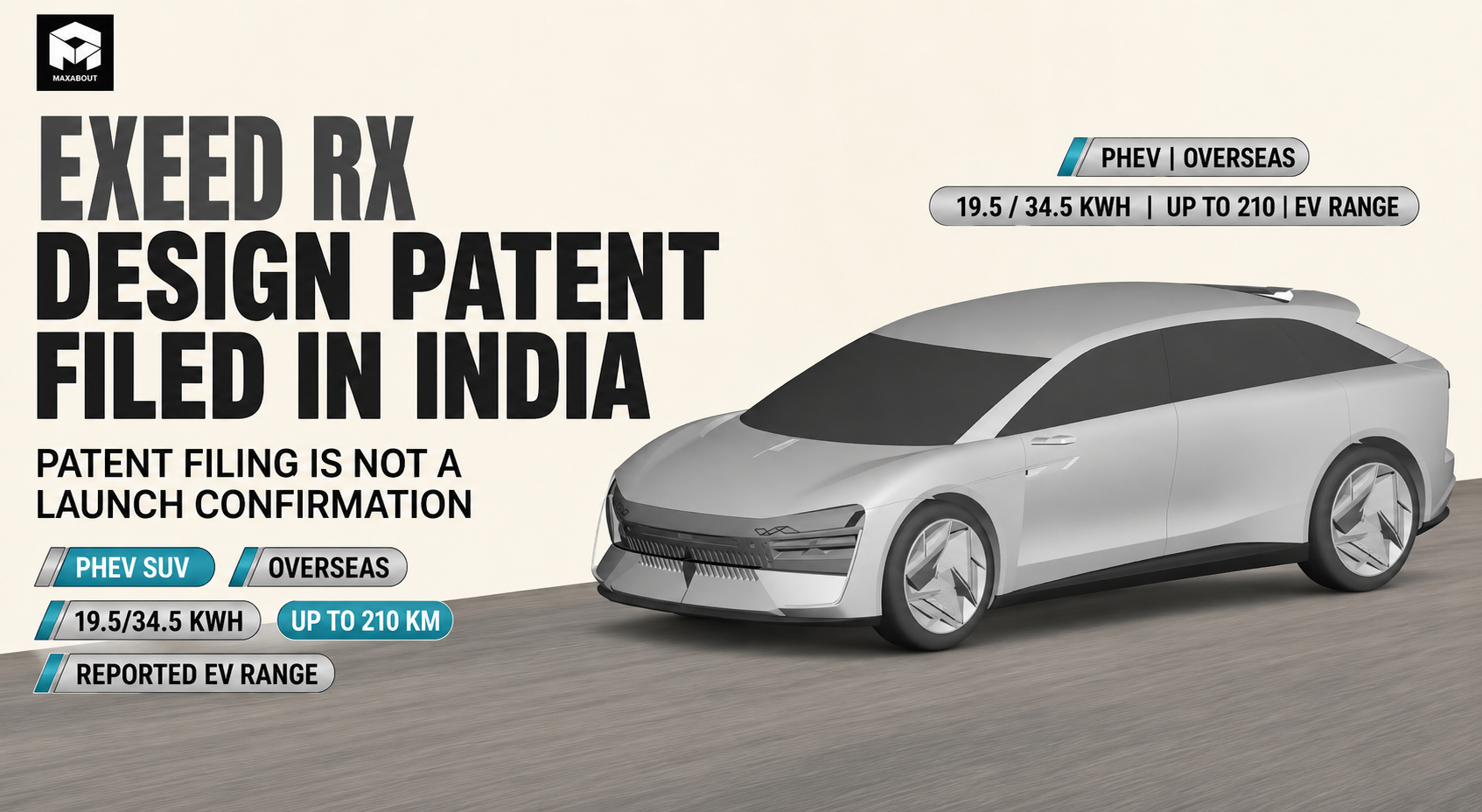 Chery Exeed RX design patented in India