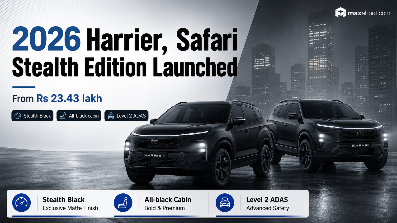 2026 Tata Harrier, Safari Stealth Edition Launched: Prices, Features, What Changed