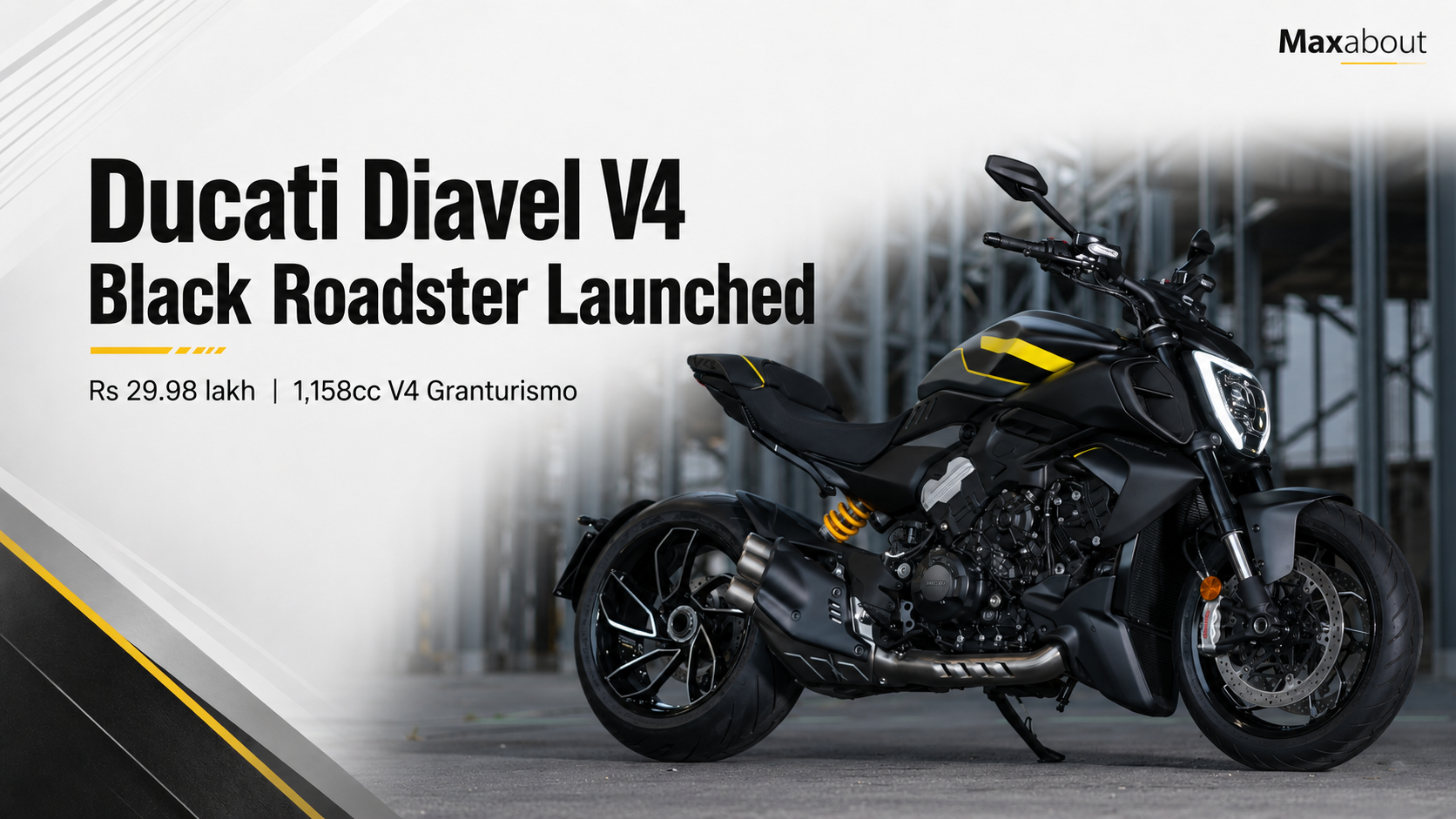 Ducati Diavel V4 Black Roadster Launched: Details on the New Centro Stile Yellow & Black Livery