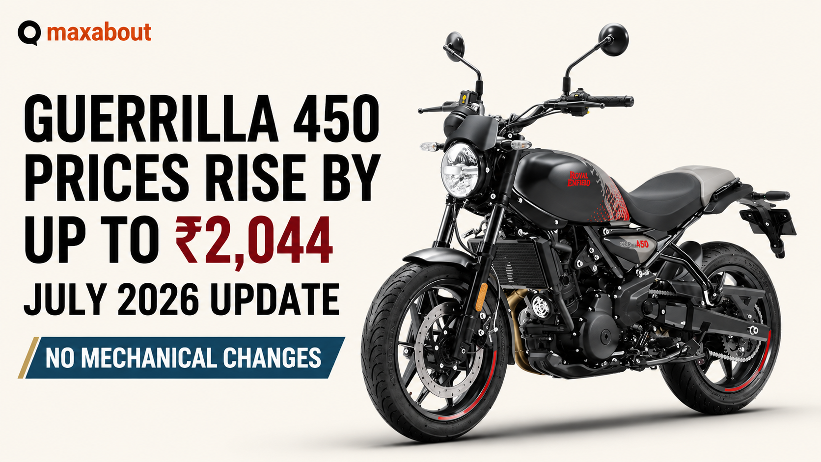 Royal Enfield Guerrilla 450 Prices Rise by Up to ₹2,044: July 2026 Variant-Wise List