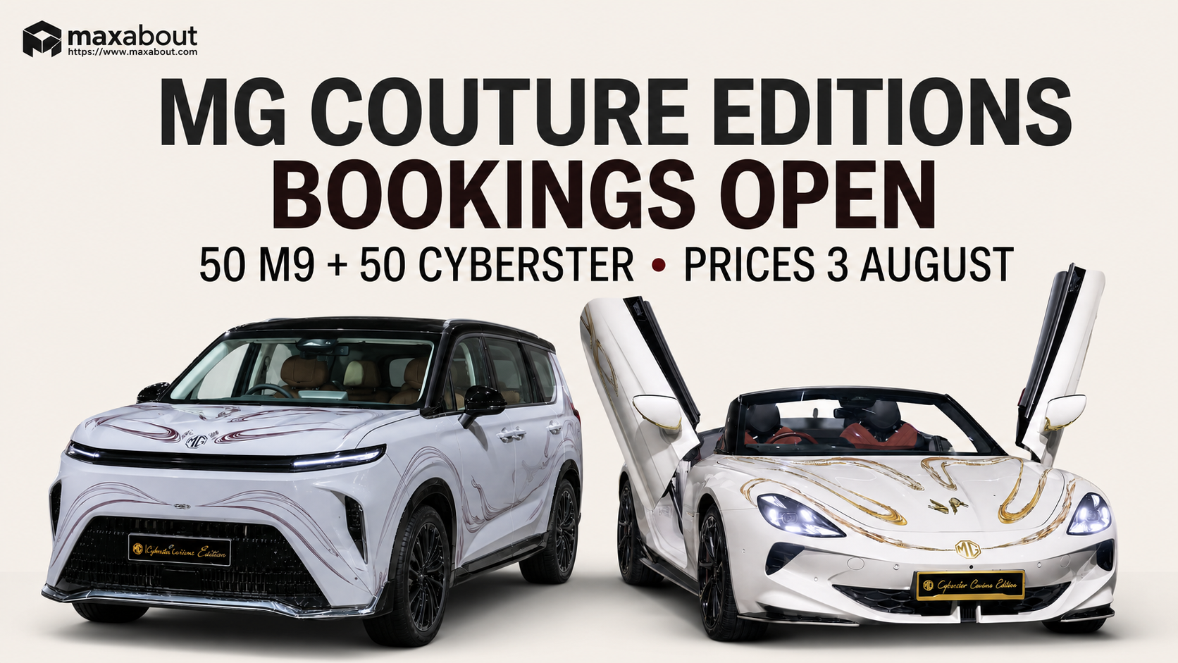 MG Opens Bookings for Gaurav Gupta-Designed M9 and Cyberster Couture Editions