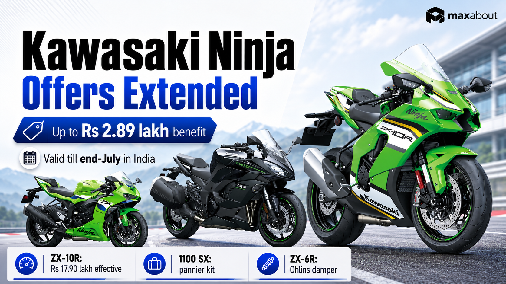 Kawasaki Ninja July Offers Extended: Get Huge Benefits Up to ₹2.89 Lakh