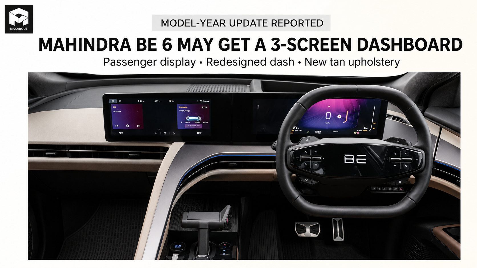 Mahindra BE 6 Interior Preview: Triple-Screen Setup and Redesigned Dashboard Detailed