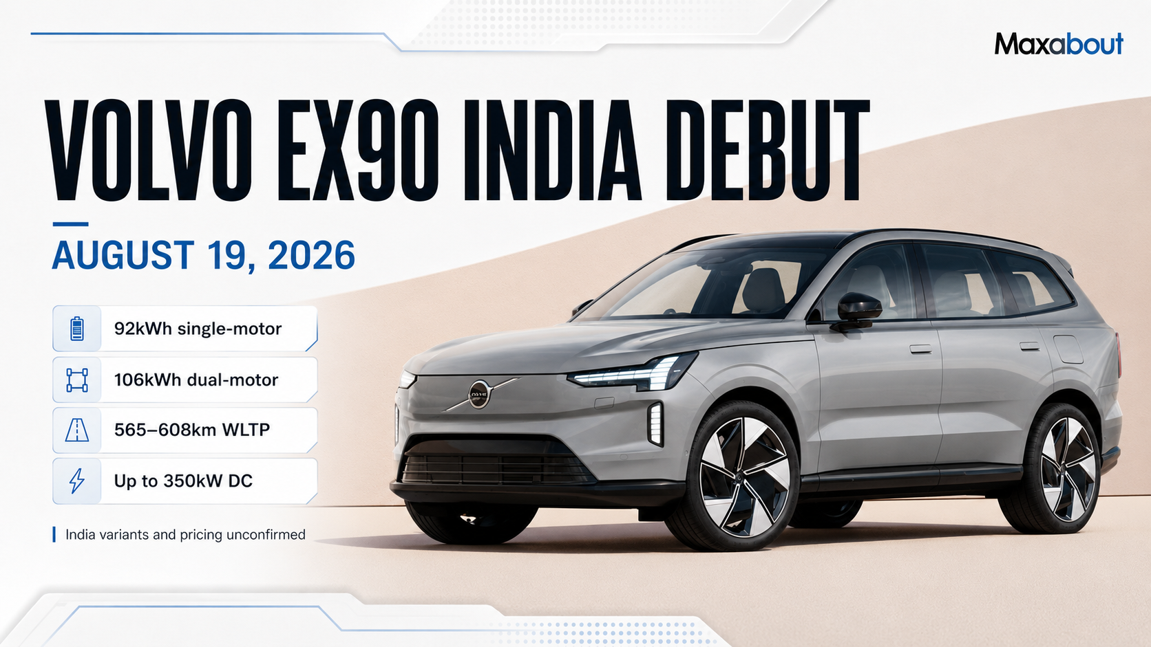 Volvo EX90 India Debut Confirmed for August 19: Check Expected Price, Range & Specs