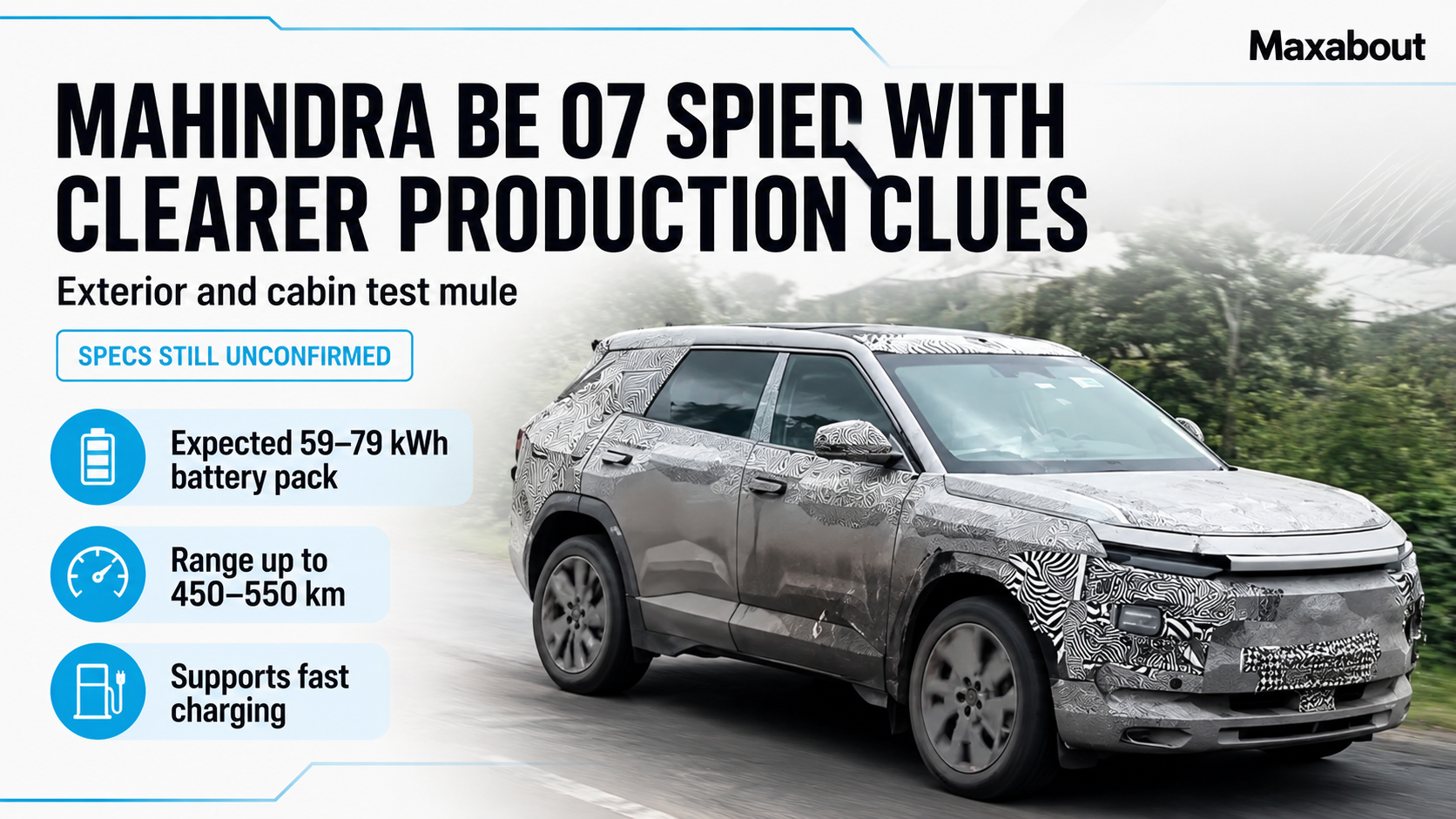 Mahindra BE 07 Spy Shots Reveal Clearest Production Design and Cabin Yet