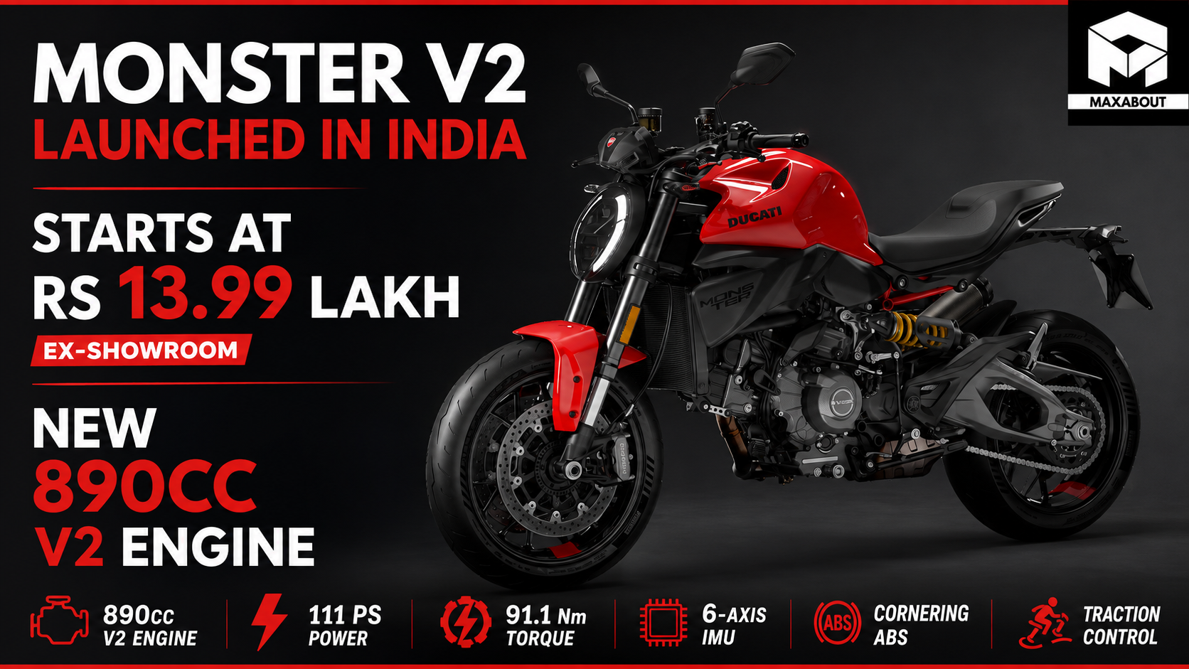 Ducati Monster V2 Launched in India at Rs 13.99 Lakh