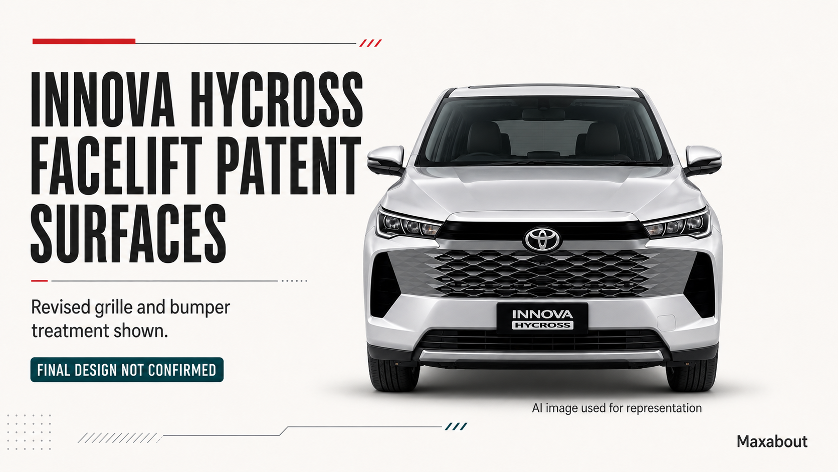 Toyota Innova Hycross Facelift Patent Shows Revised Front Design
