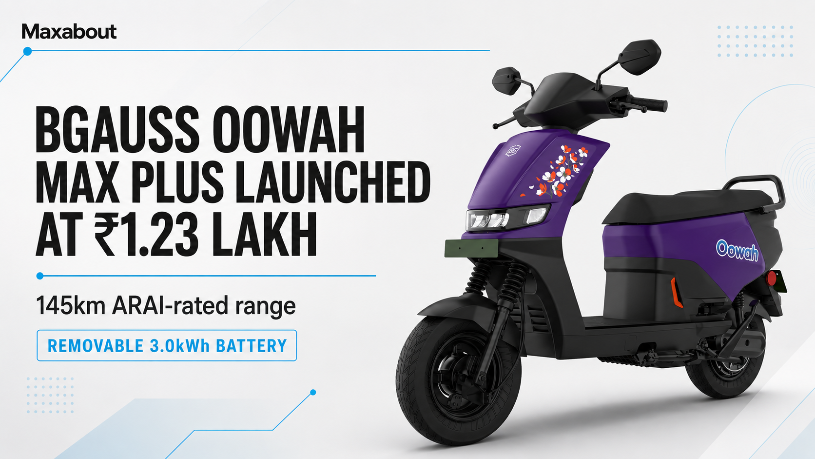 BGauss OoWah MAX Plus Launched at ₹1.23 Lakh With 145km ARAI Range