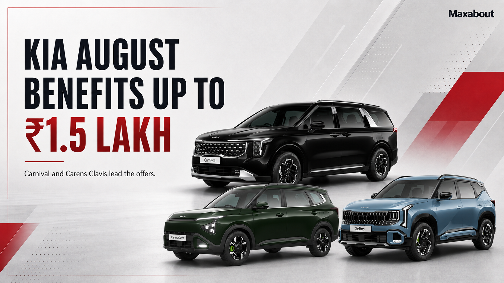 Kia August Benefits: Carnival Up to ₹1.5 Lakh, Clavis Up to ₹1.2 Lakh
