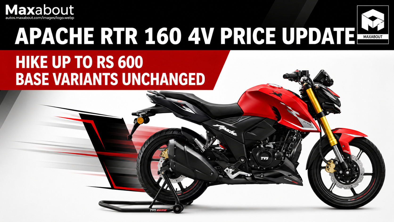 TVS Apache RTR 160 4V Prices Rise by Up to Rs 600
