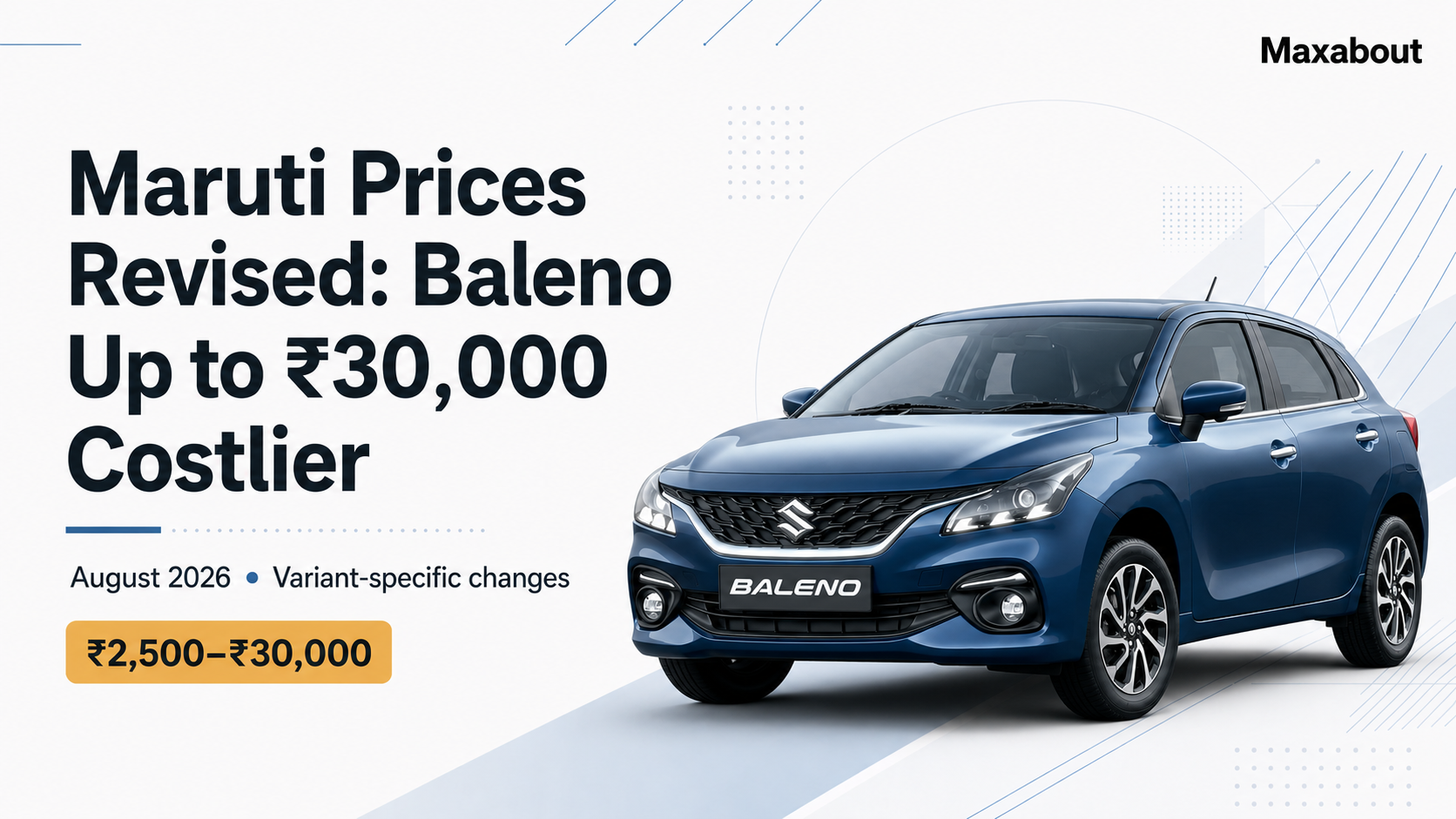 Maruti Car Prices Revised in August 2026: Baleno Up to ₹30,000 Costlier