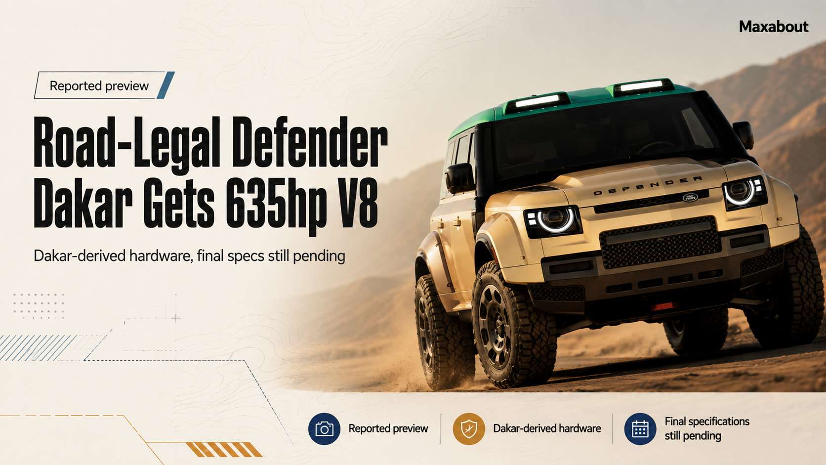 Road-Legal Defender Dakar Previewed With 635hp V8