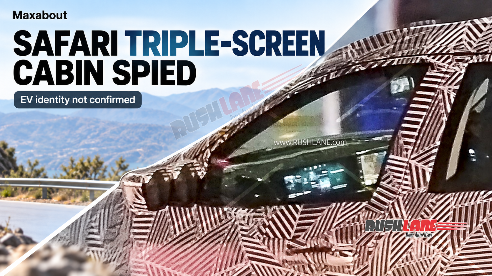Tata Safari EV Triple-Screen Dashboard Spied, but Test-Mule Identity Remains Unconfirmed