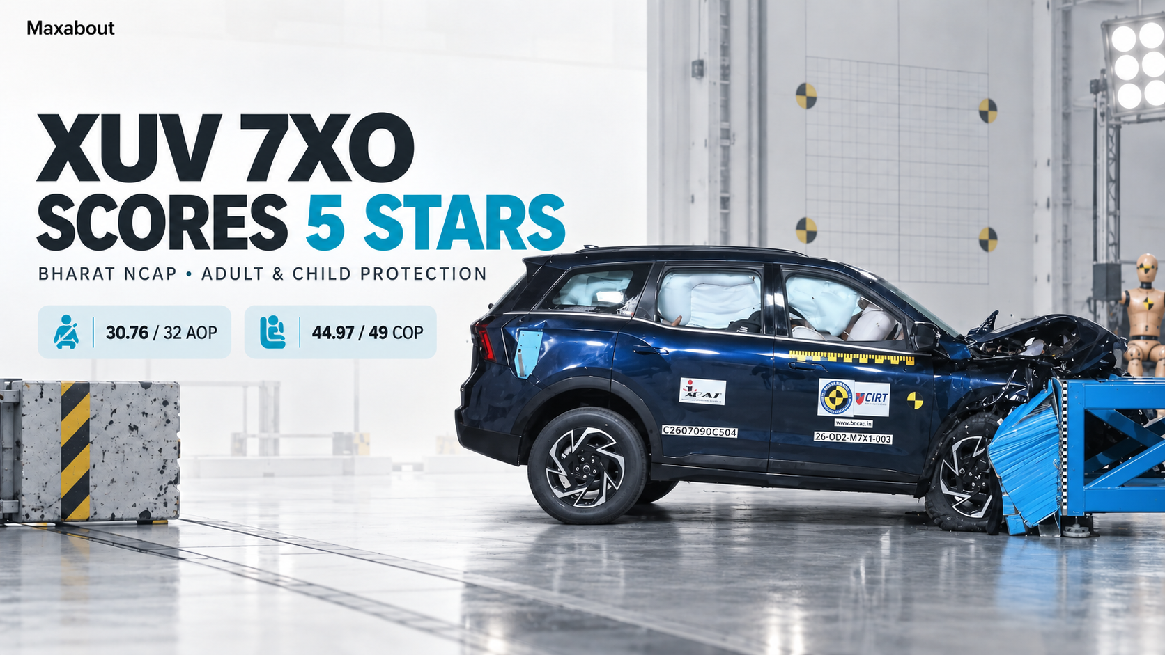 Mahindra XUV 7XO Scores 5 Stars in Bharat NCAP: Adult and Child Safety Results Explained