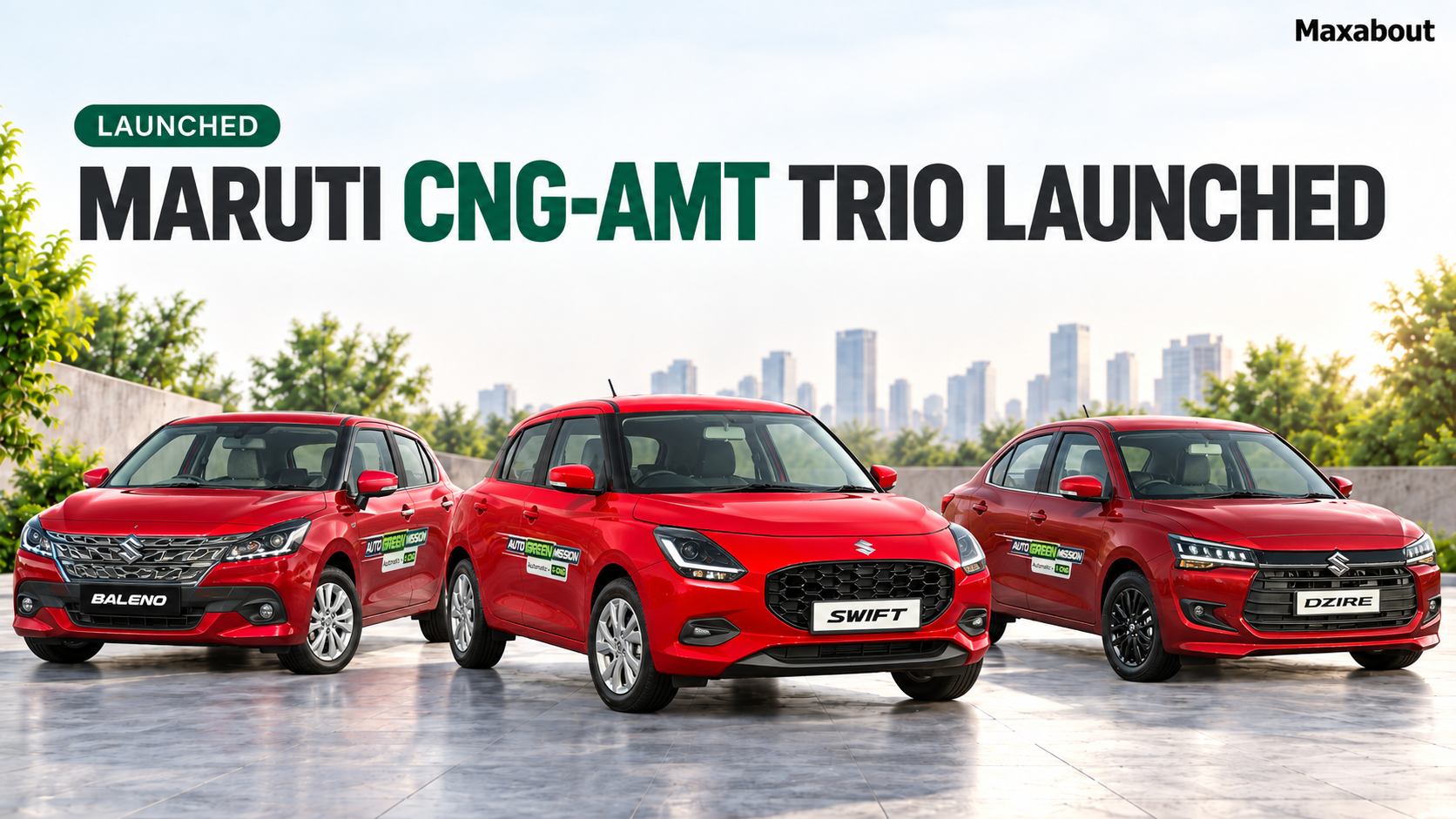 Maruti Swift, Baleno and Dzire CNG-AMT launched: prices and claimed mileage compared