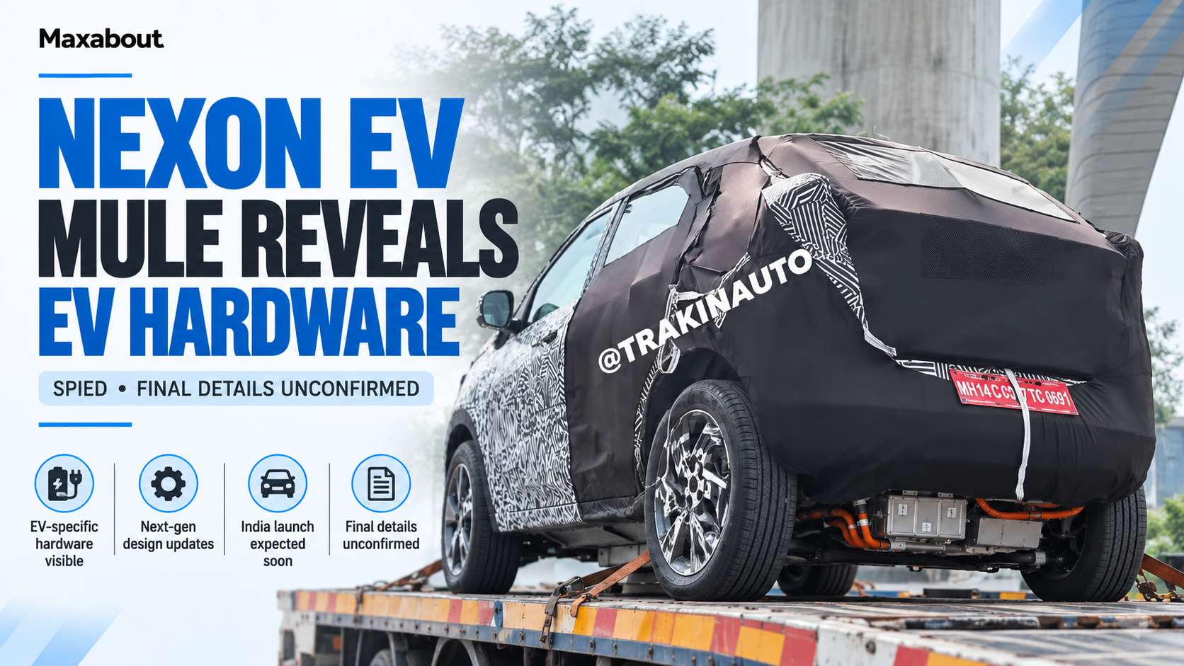 Next-generation Nexon EV mule spied: visible EV hardware and what remains unknown