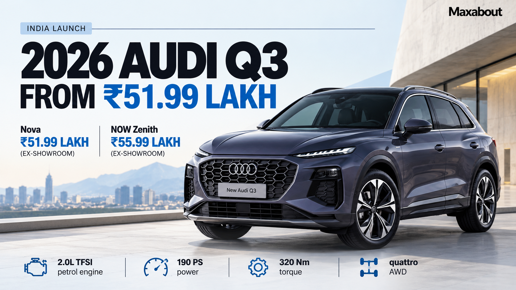 2026 Audi Q3 launched at ₹51.99 lakh: Nova vs Zenith prices and AWD explained