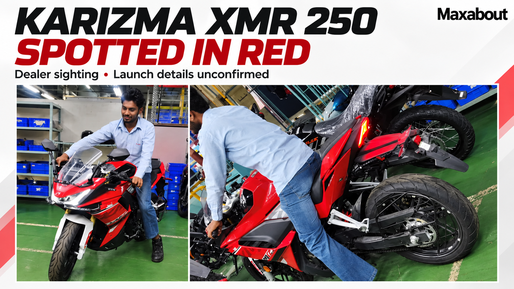 Hero Karizma XMR 250 spotted in red: what the dealer photos show