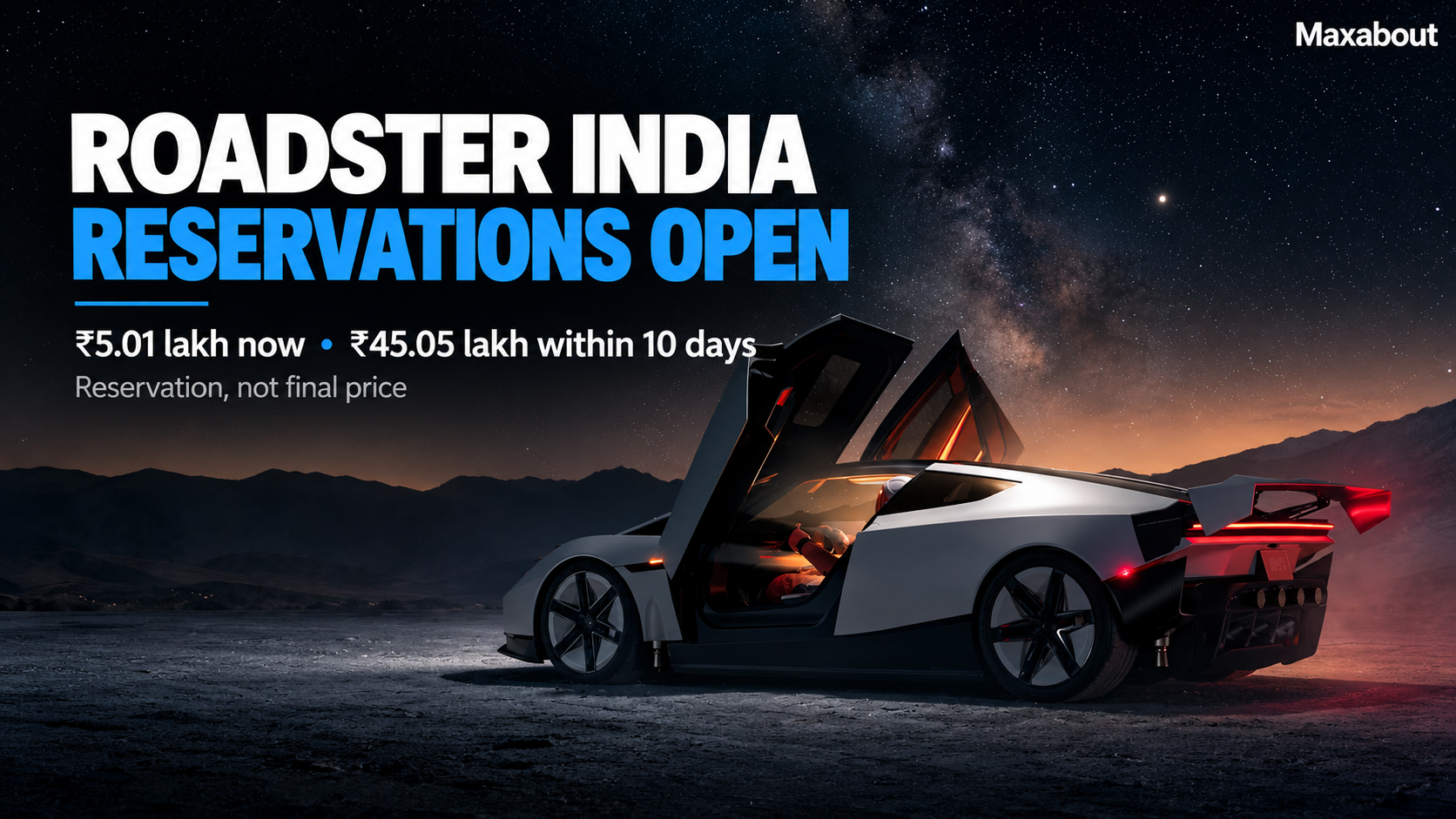 Tesla Roadster India reservations: ₹5.01 lakh now, ₹50.06 lakh total explained
