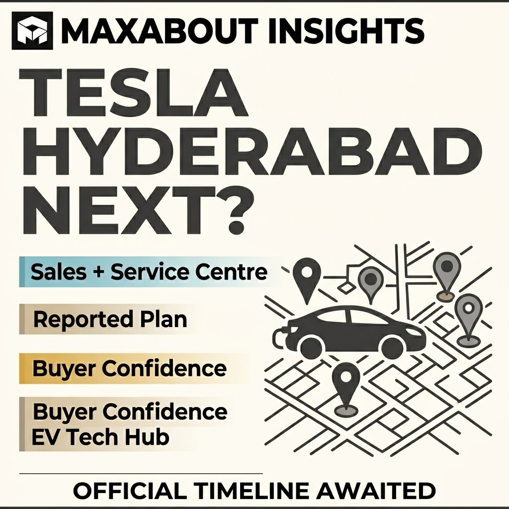 Tesla Hyderabad sales and service centre infographic for India buyers