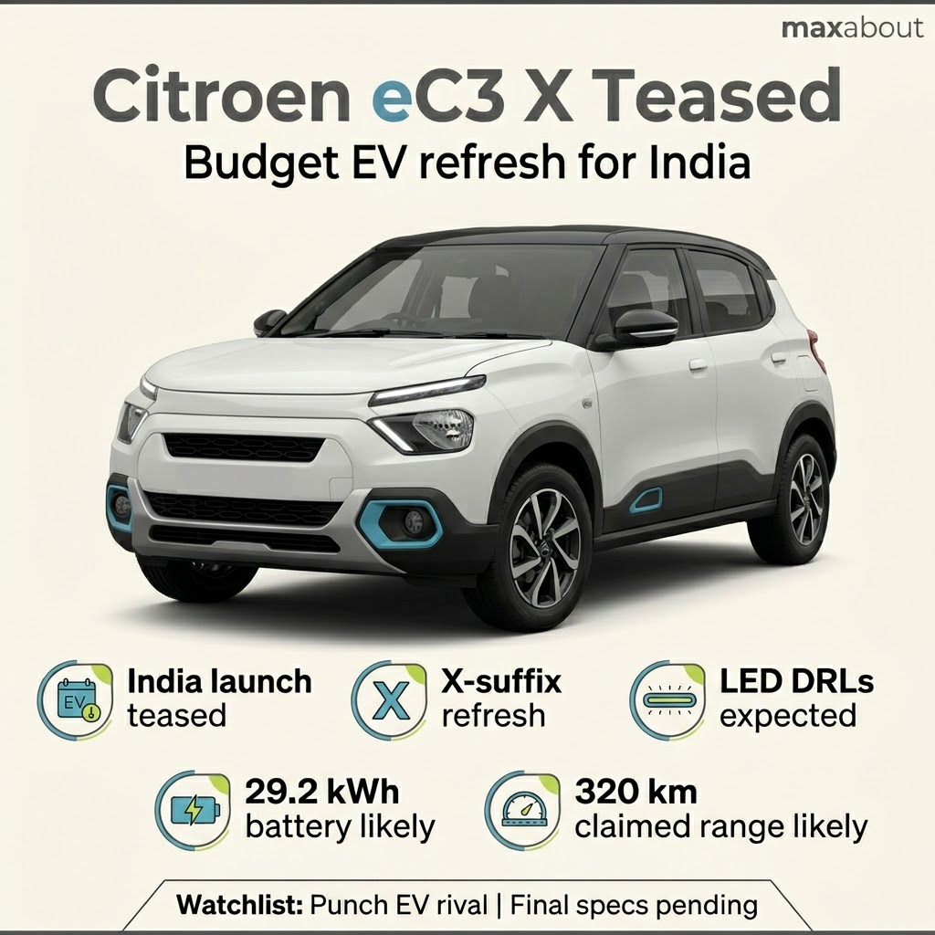 Citroen eC3 X teaser infographic with expected EV updates