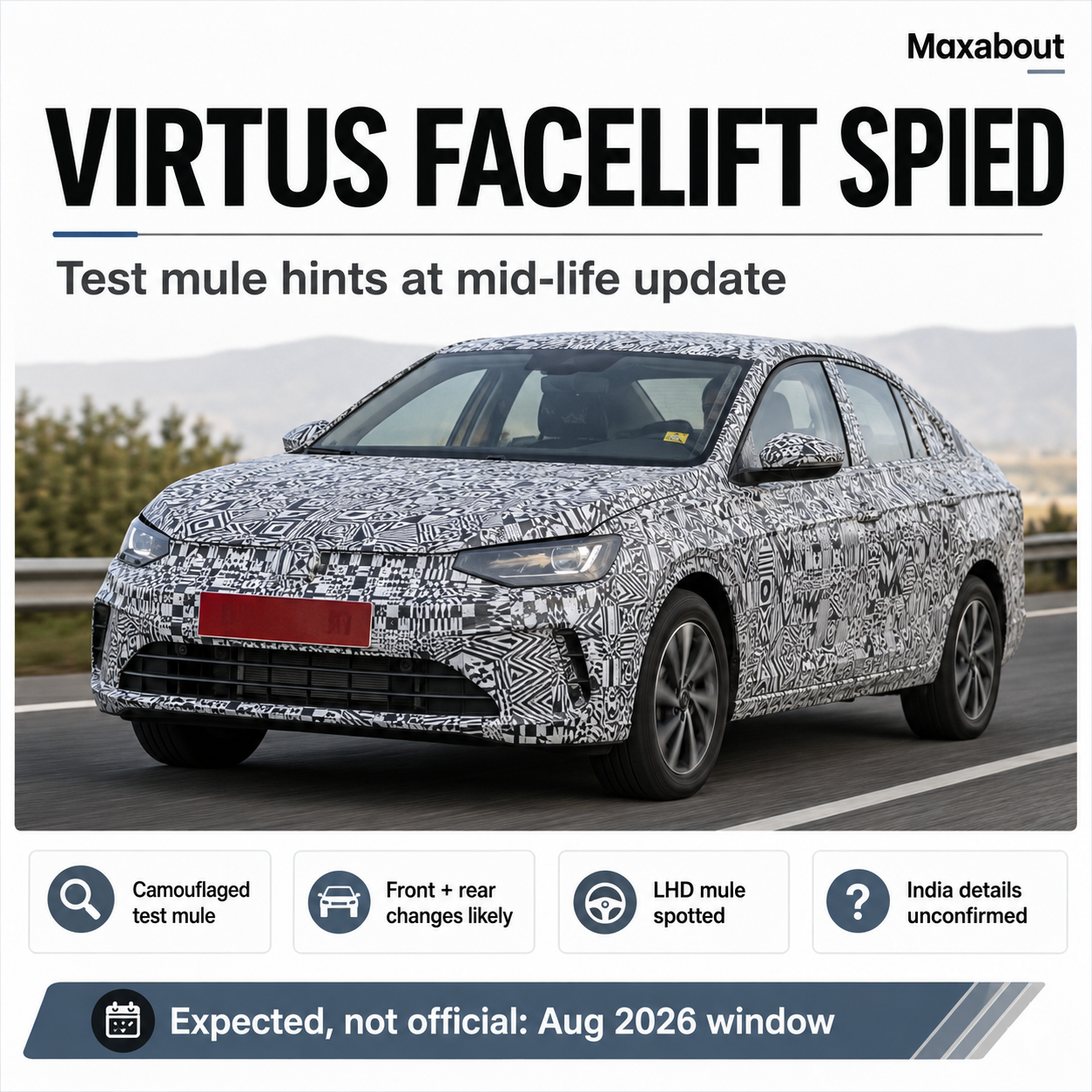 Volkswagen Virtus facelift spied infographic with key visible clues