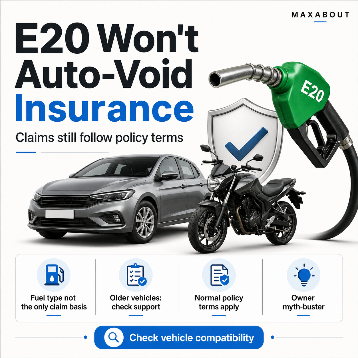 E20 petrol insurance claim myth buster infographic