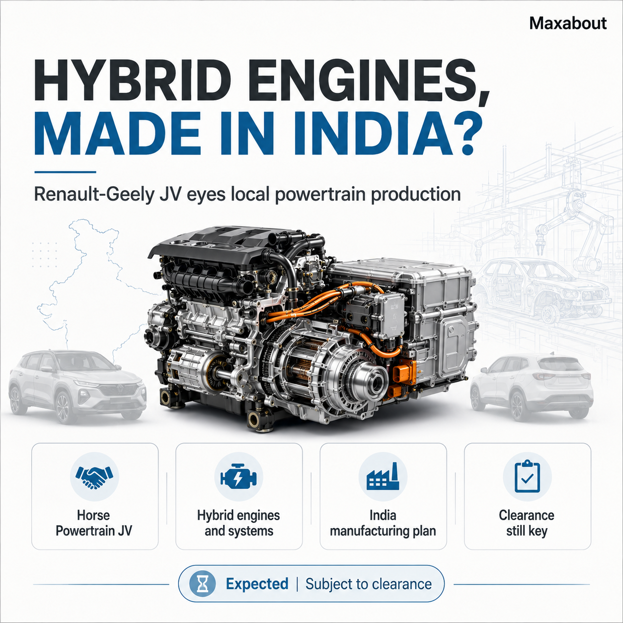Horse Powertrain India hybrid engine manufacturing infographic
