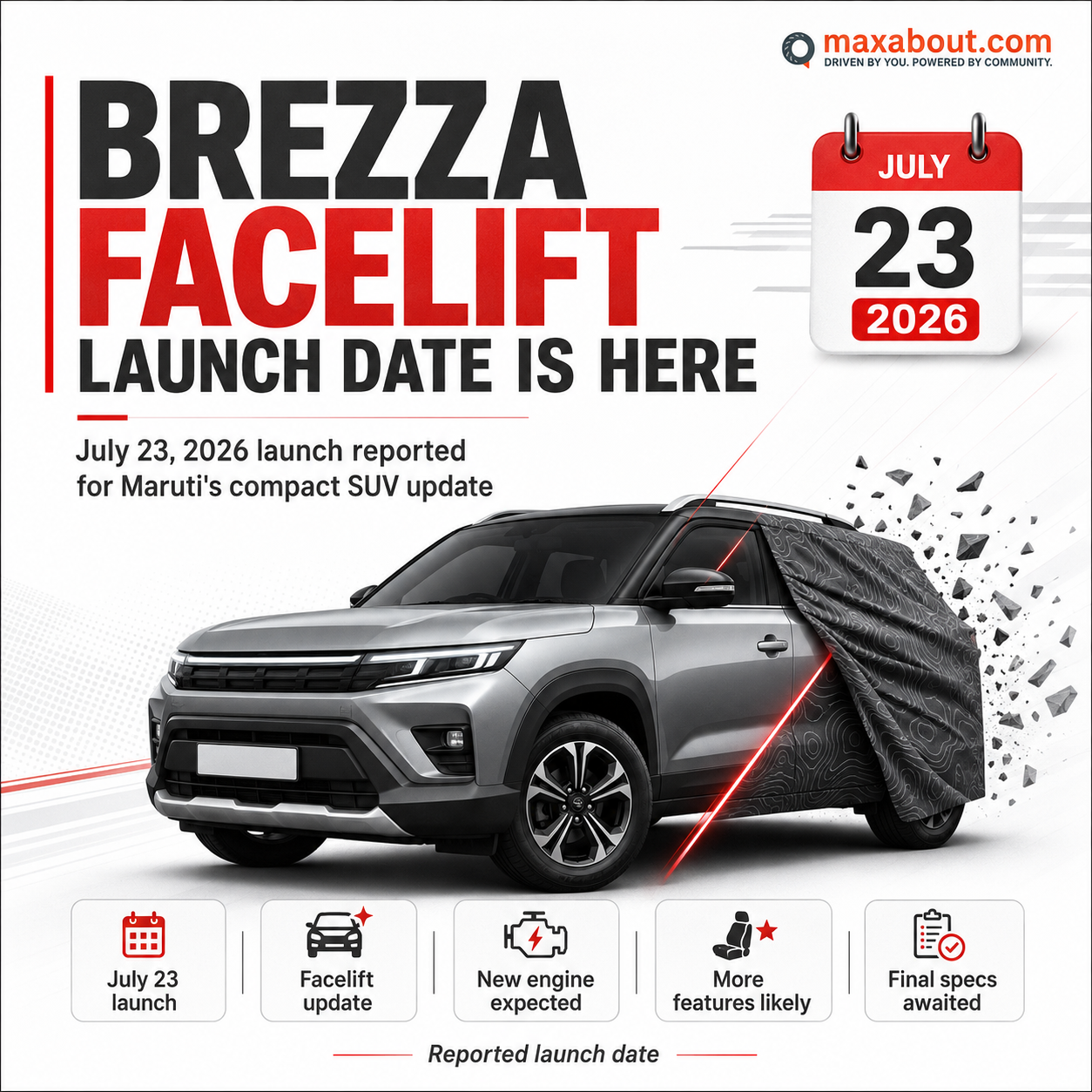 2026 Maruti Brezza facelift launch date infographic