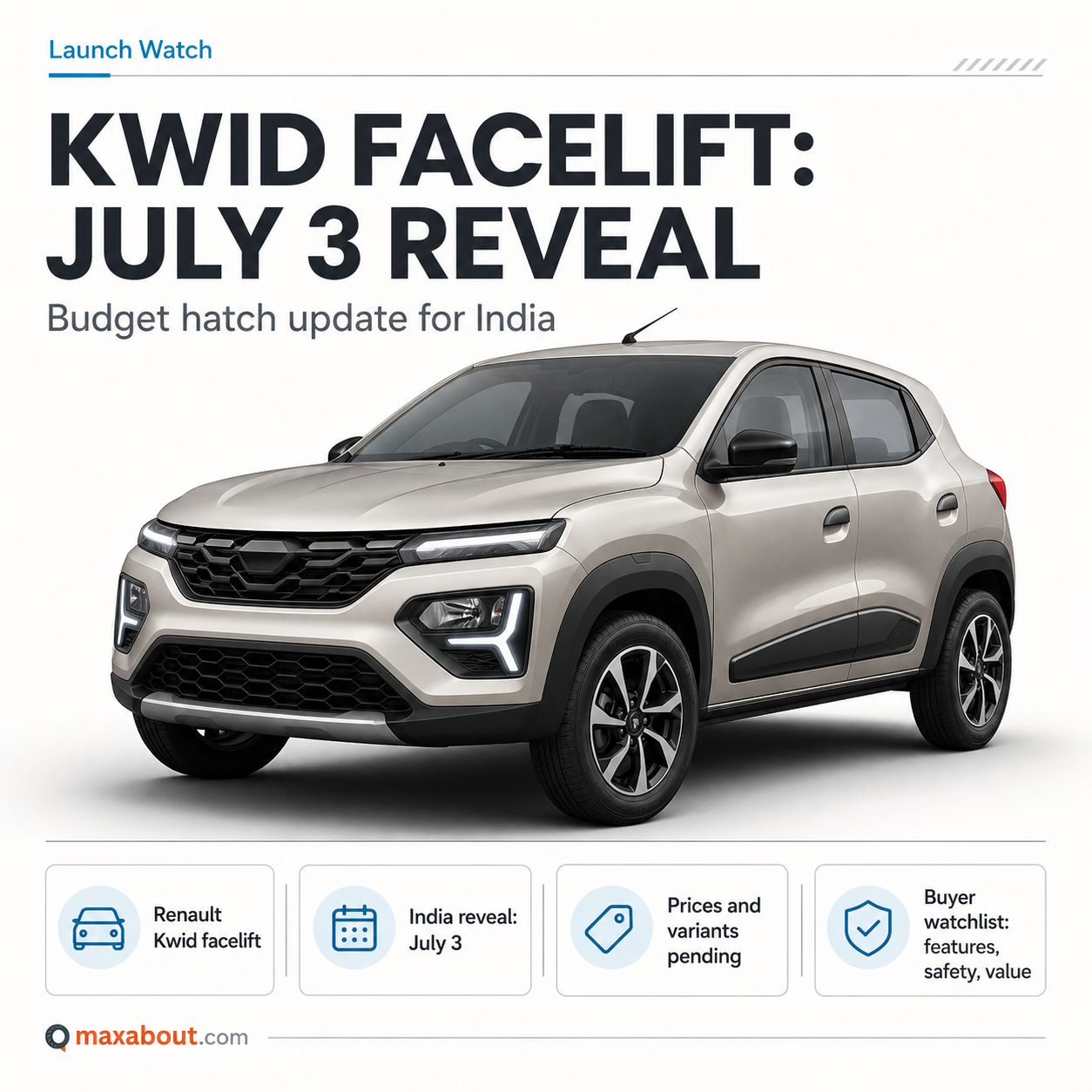 Renault Kwid facelift July 3 reveal infographic