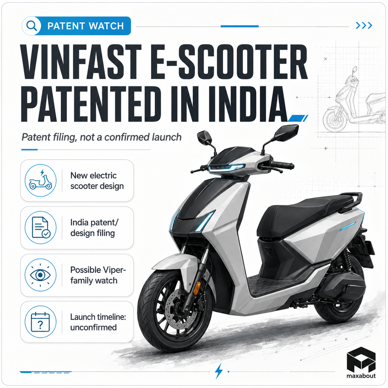 VinFast e-scooter India patent infographic