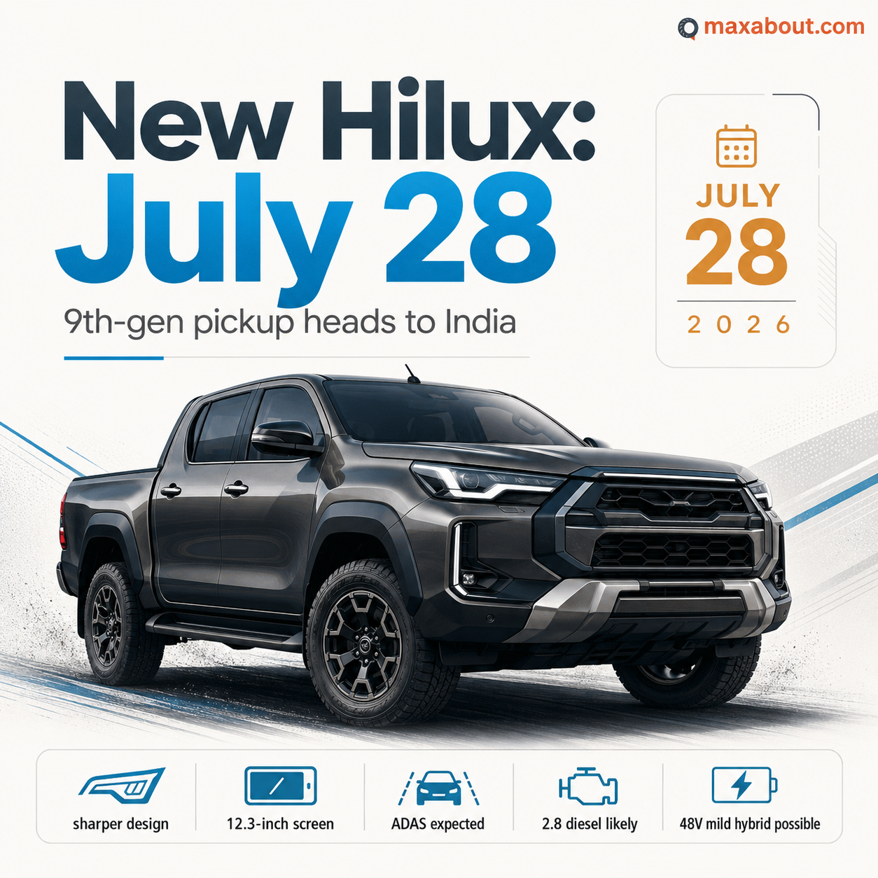 new Toyota Hilux July 28 India launch infographic