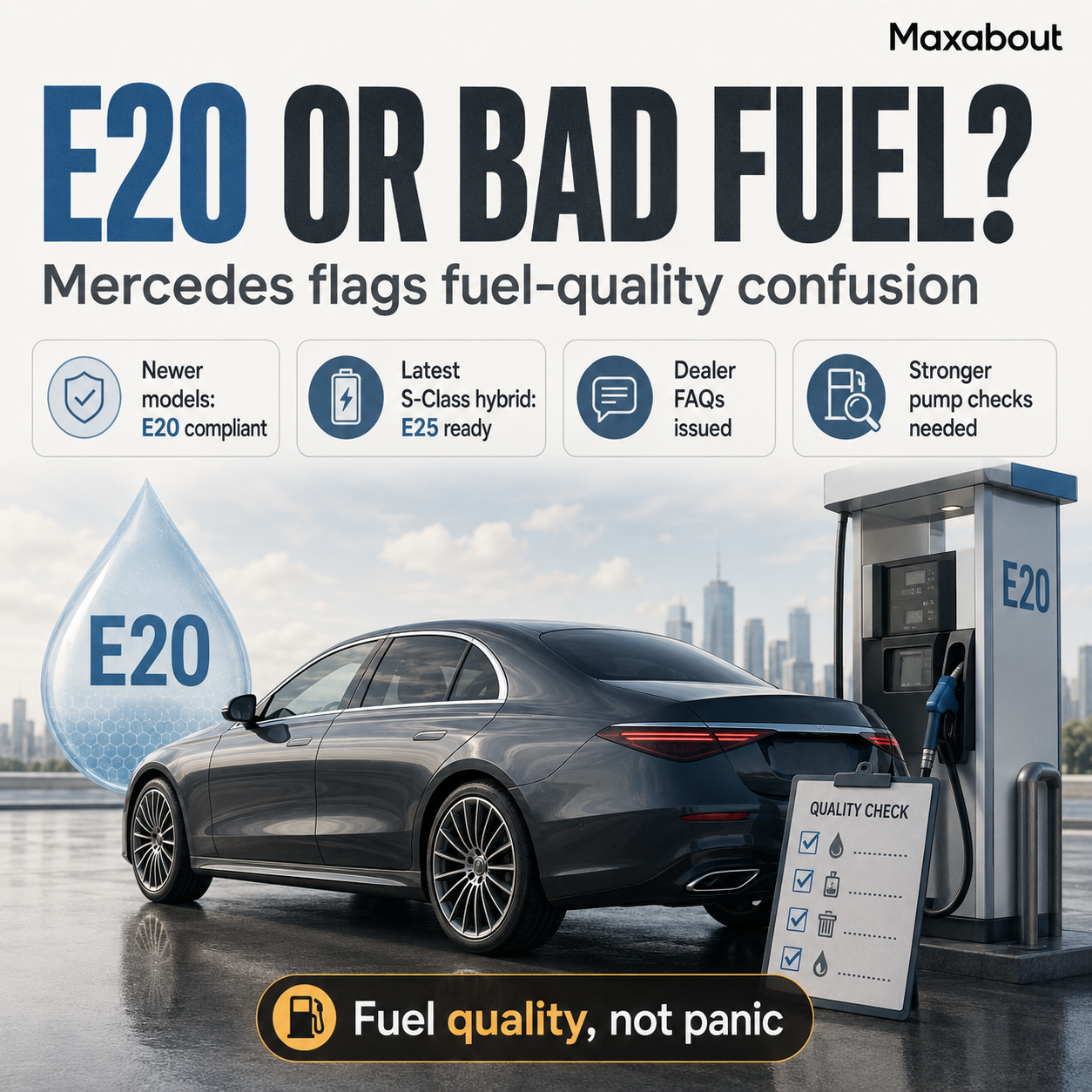 E20 or bad fuel Mercedes fuel quality infographic
