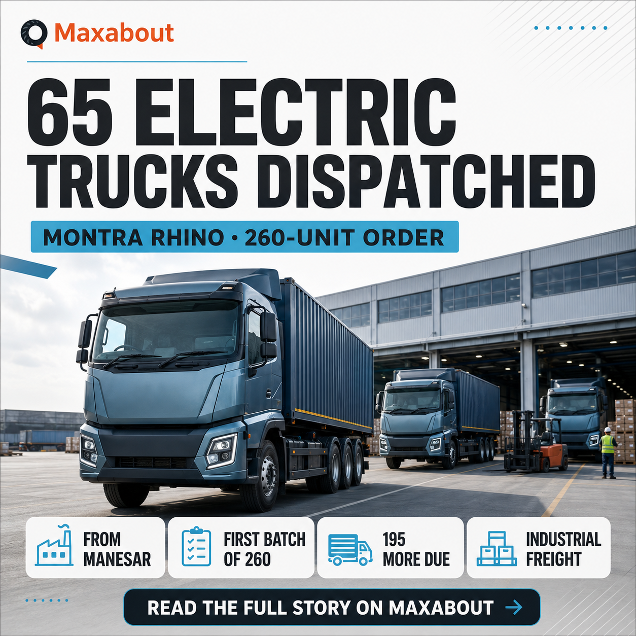 Montra Rhino electric truck dispatch infographic