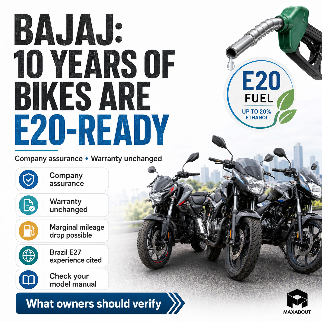 Bajaj E20 compatible bikes owner facts infographic