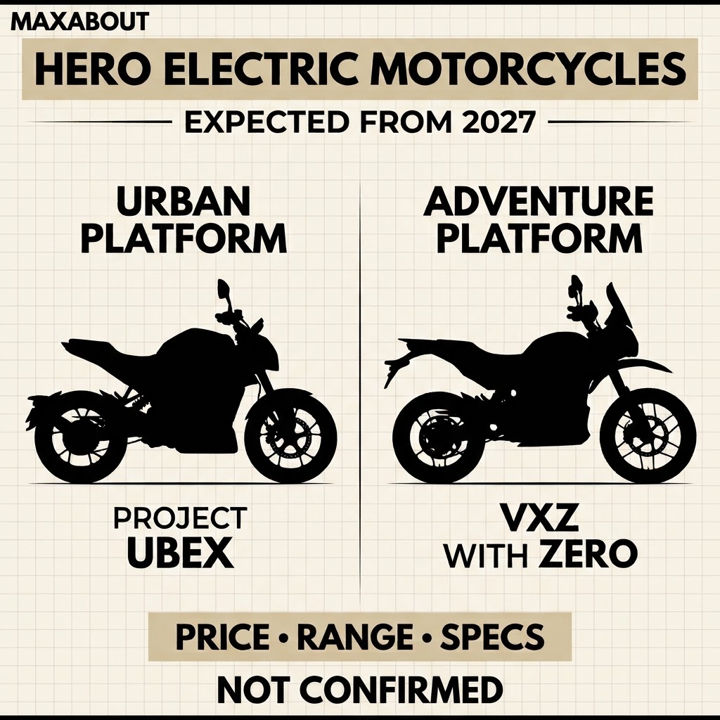 Hero electric motorcycle UBEX and VXZ infographic