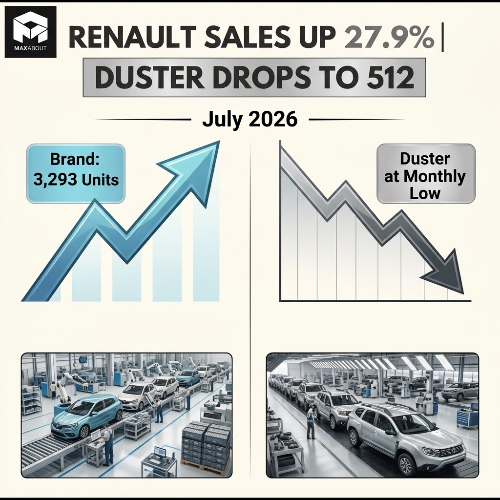 Renault July 2026 brand sales and Duster volume infographic